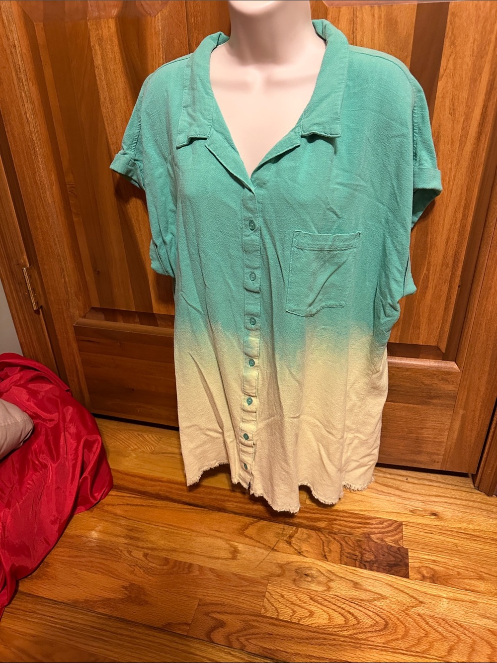 Umgee Mint to Cream Ombre Button-Down Shirt